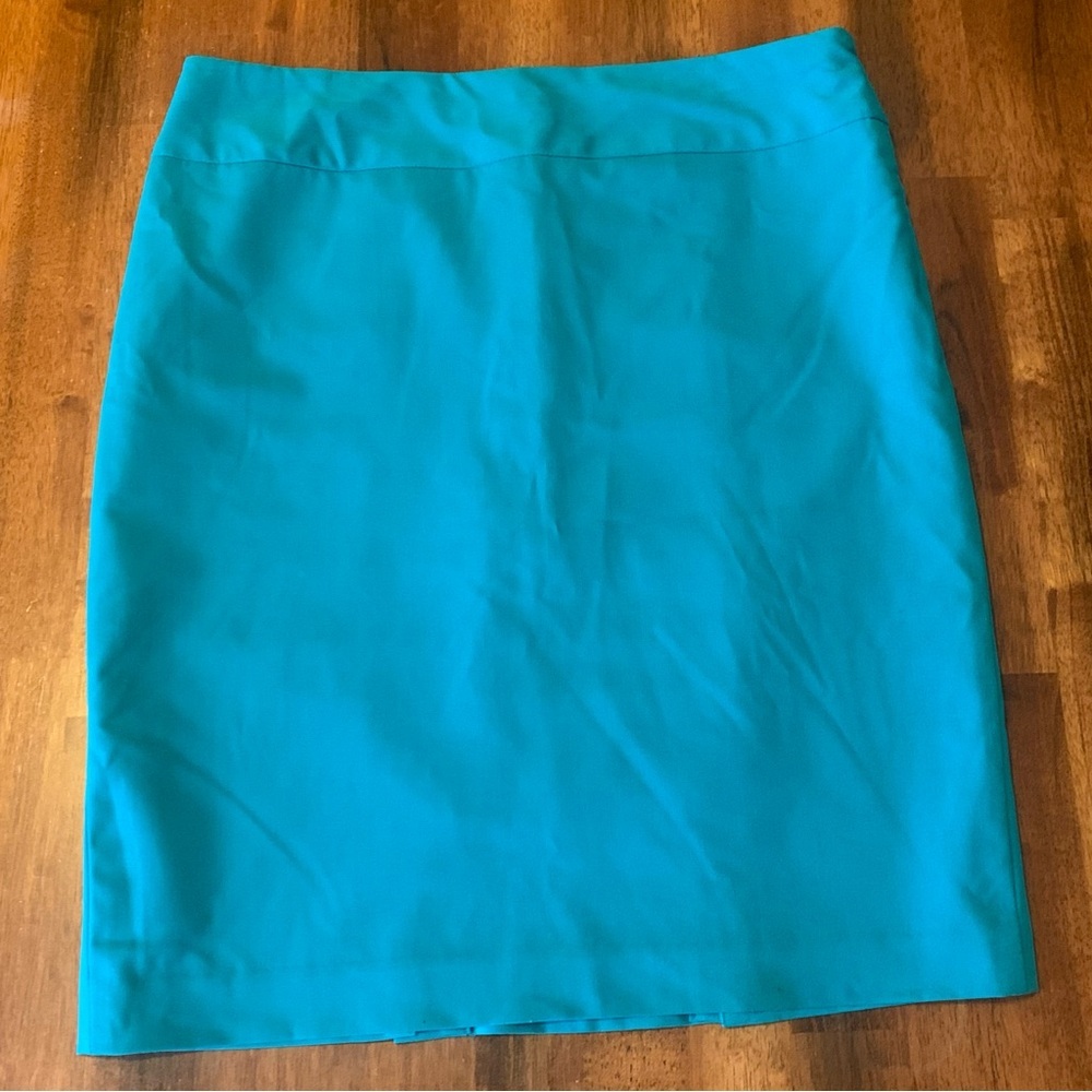 Liz Claiborne Skirt 12 Turquoise Pencil Lined Side Zip and Hook Professional